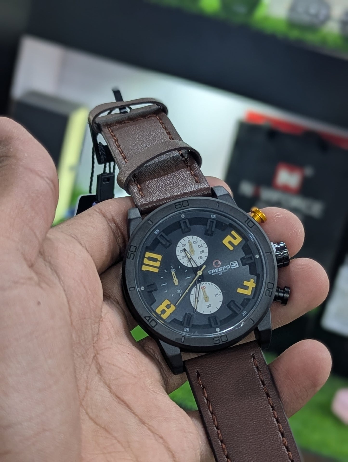Crespo ChronoBold – All Dial Working Watch with Premium Leather Strap