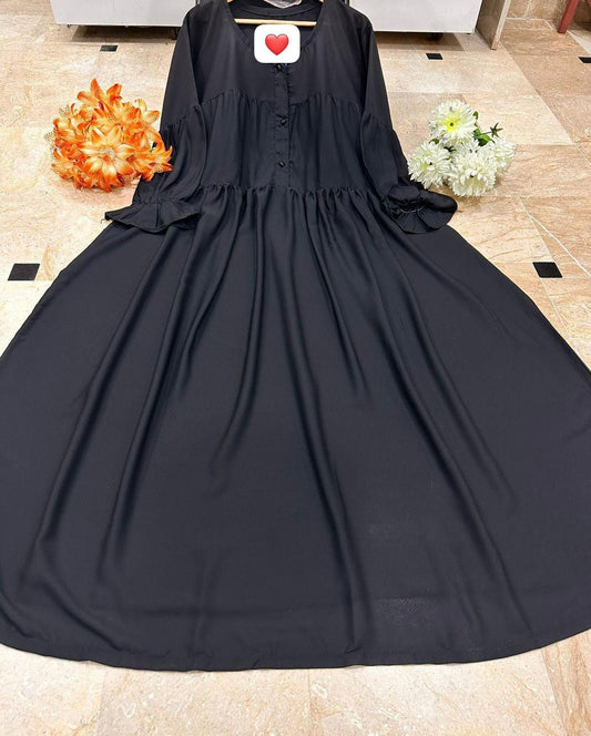 Georgatte Plain Abaya For Adult Girls Black
