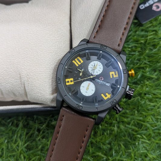 Crespo ChronoBold – All Dial Working Watch with Premium Leather Strap